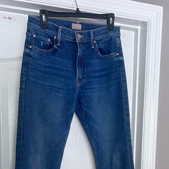 MOTHER Mid Rise Rider Ankle Fray Jeans - Light Blue - Picture 3 of 5